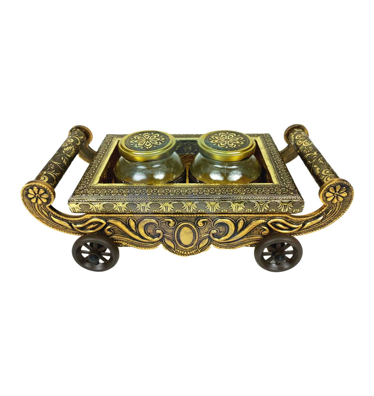 Handcrafted Decorative Tray 2 Glass Jar