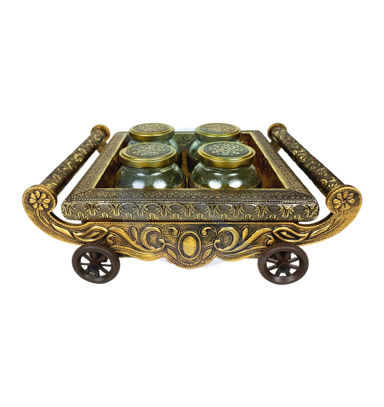 Handcrafted Decorative Tray 4 Glass Jar